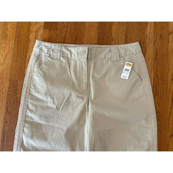 NWT Talbots Womens Size 12 Khaki Pants Tuxedo Stripe Stretch Cotton Blend Ankle - Picture 2 of 5
